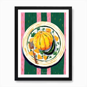 A Plate Of Pumpkins, Autumn Food Illustration Top View 76 Art Print