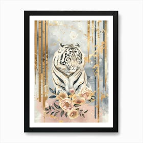 Tiger With Flowers 5 Art Print