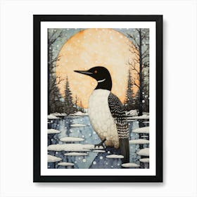 Winter Bird Painting Common Loon 2 Art Print