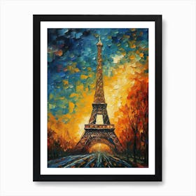 Eiffel Tower Paris France Vincent Van Gogh Style 1 Art Print