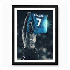 Cristiano Ronaldo Football Drawing Art Print