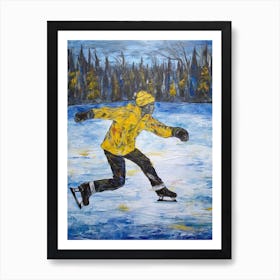 Figure Skating In The Style Of Van Gogh 1 Art Print