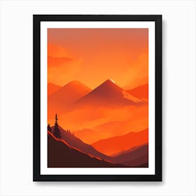 Misty Mountains Vertical Composition In Orange Tone 381 Art Print