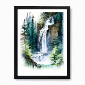 Silver Falls State Park Waterfall, United States Water Colour  (1) Art Print