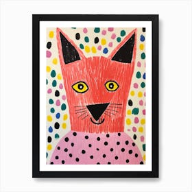 Pink Polka Dot Fox Art Print