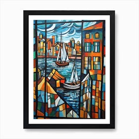 Window View Of Copenhagen Denmark In The Style Of Cubism 1 Art Print