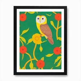 Barn Owl Midcentury Illustration Bird Art Print