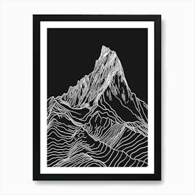 Tryfan Mountain Line Drawing 2 Art Print