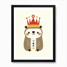 Little Sloth 6 Wearing A Crown Art Print