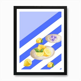 Lemons And Flowers Art Print