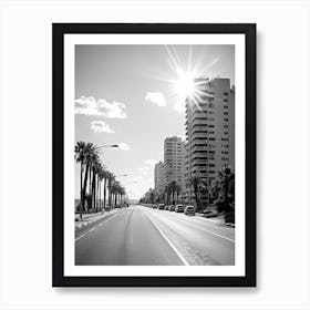 Tel Aviv, Israel, Mediterranean Black And White Photography Analogue 1 Art Print