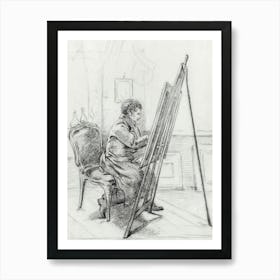 Portrait Of Gerrit Jan Michaëlis, Sitting In Front Of Easel In His Studio, Jean Bernard Art Print