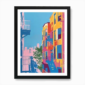 Flushing New York Colourful Silkscreen Illustration 2 Art Print