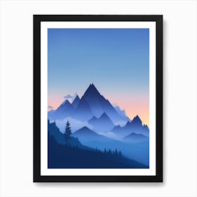 Misty Mountains Vertical Composition In Blue Tone 5 Art Print