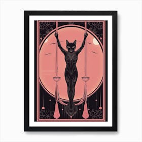 The Hanged Man Tarot Card, Black Cat In Pink 3 Poster