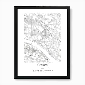 Oizumi,Japan Minimalist Map Poster