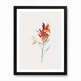 Firethorn Floral Minimal Line Drawing 2 Flower Poster