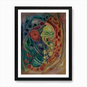 Wall Art, Organic Vibrant Composition with String Art Print