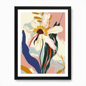 Colourful Flower Illustration Oxeye Daisy 1 Art Print