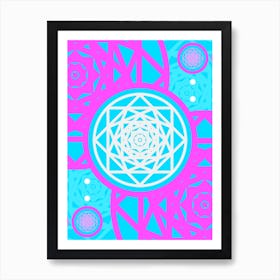 Geometric Glyph in White and Bubblegum Pink and Candy Blue n.0034 Art Print