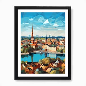 Stockholm, Sweden, Geometric Illustration 4 Art Print
