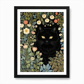 William Morris Black Cat In The Garden Art Print