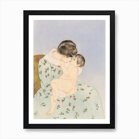 Mother’s Kiss Illustration, Mary Cassatt Art Print