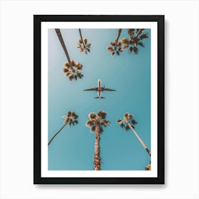 Airplane Flying Over Palm Trees 8 Art Print