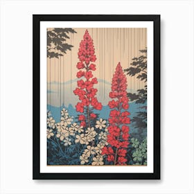 Hagi Bush Clover 2 Vintage Botanical Woodblock Art Print