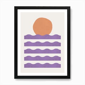 Painted Wave Sunset Abstract Graphic - Pink Purple Art Print