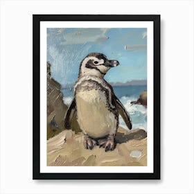 Adlie Penguin Dunedin Taiaroa Head Oil Painting 3 Art Print