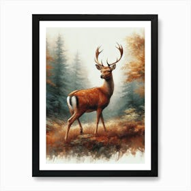 Deer In The Woods 4 Art Print