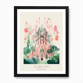 La Sagrada Familia   Barcelona, Spain   Cute Botanical Illustration Travel 6 Poster Art Print