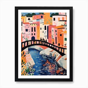 Ponte Della Maddalena, Lucca, Italy Colourful 3 Art Print