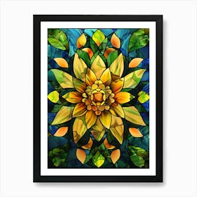 Colorful Stained Glass Flowers 25 Art Print