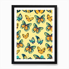 Butterfly Repeat Pattern Retro Illustration 1 Art Print