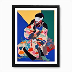 Samurai In Fauvist Matisse Japanese Style  2 Art Print