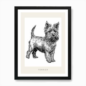 Cute Terrier Dog Line Art 4 Poster Art Print