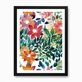 Watercolor Floral Pattern 1 Art Print