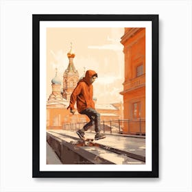 Skateboarding In Moscow, Russia Drawing 2 Art Print