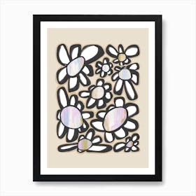 Bold Flowers Lila Blue Art Print