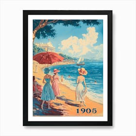 Aihrgdesign A Retro Poster Of A 1905 Seaside Resort With Eleg 185398be Abe1 44b6 952f 1a36ab082aff 1 Art Print