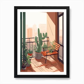 Cactus Balcony Illustration 4 Art Print