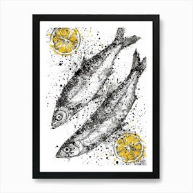 Two Fish With Lemon Slices Art Print