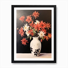 Bouquet Of Autumn Snowflake Flowers, Fall Florals Painting 1 Art Print
