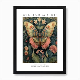 William Morris Print Pink Butterfly Botanical Poster Vintage Wall Art Textiles Art Vintage Poster Art Print