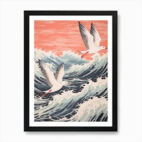 Vintage Japanese Inspired Bird Print Seagull 1 Art Print