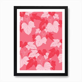 Seamless Pattern With Pink Leaves wallart printable Art Print