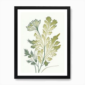 Mustard Herb William Morris Inspired Line Drawing Art Print