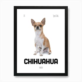 Chihuahua - Dog - Mexican - Typography - Art Print - Retro - Canine - White & Black - Minimalist  Art Print